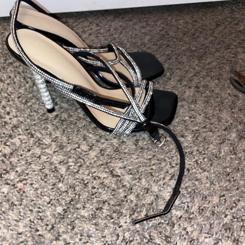 Charlotte Russe Black and Silver Strappy Heels